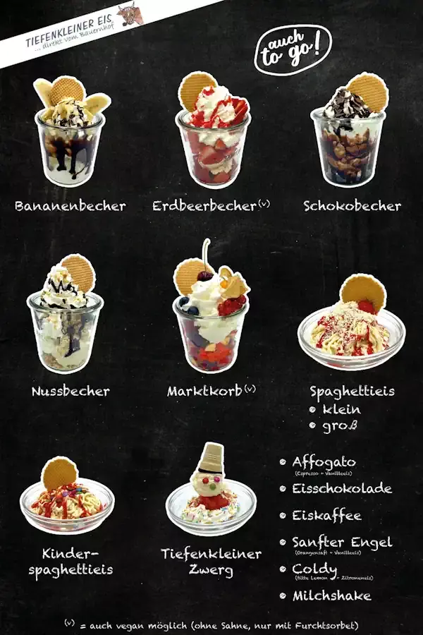 Eiskarte Marktcafé Tiefenkleiner Eis