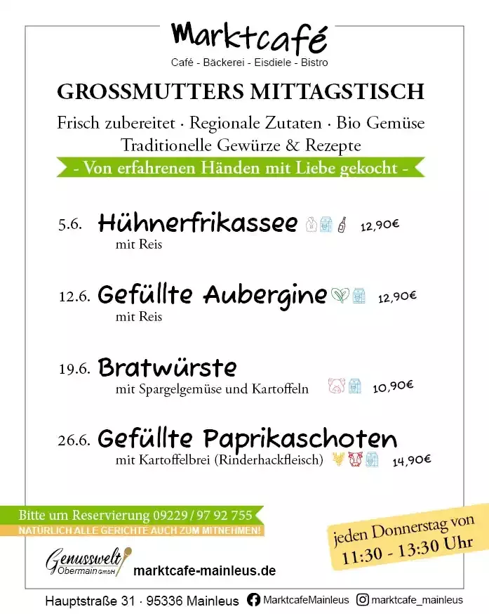 Großmutters Mittagstisch im Marktcafé – Juni 2025 Großmutters Mittagstisch im Marktcafé – Juni 2025