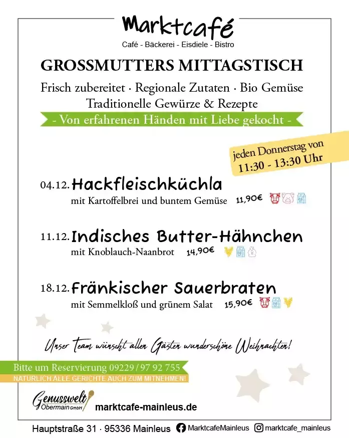 Mittagstisch Marktcafe Mainleus 12-2025