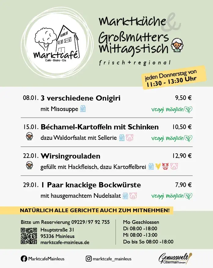Marktküche-Großmutters Mittagstisch für Januar 2026