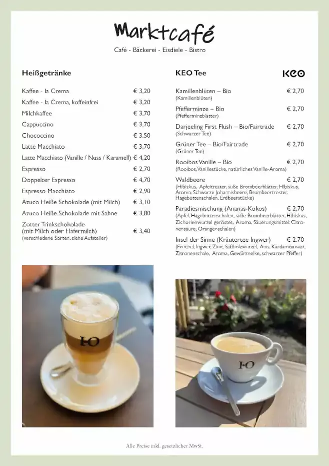 Heißgetränke Marktcafé Mainleus