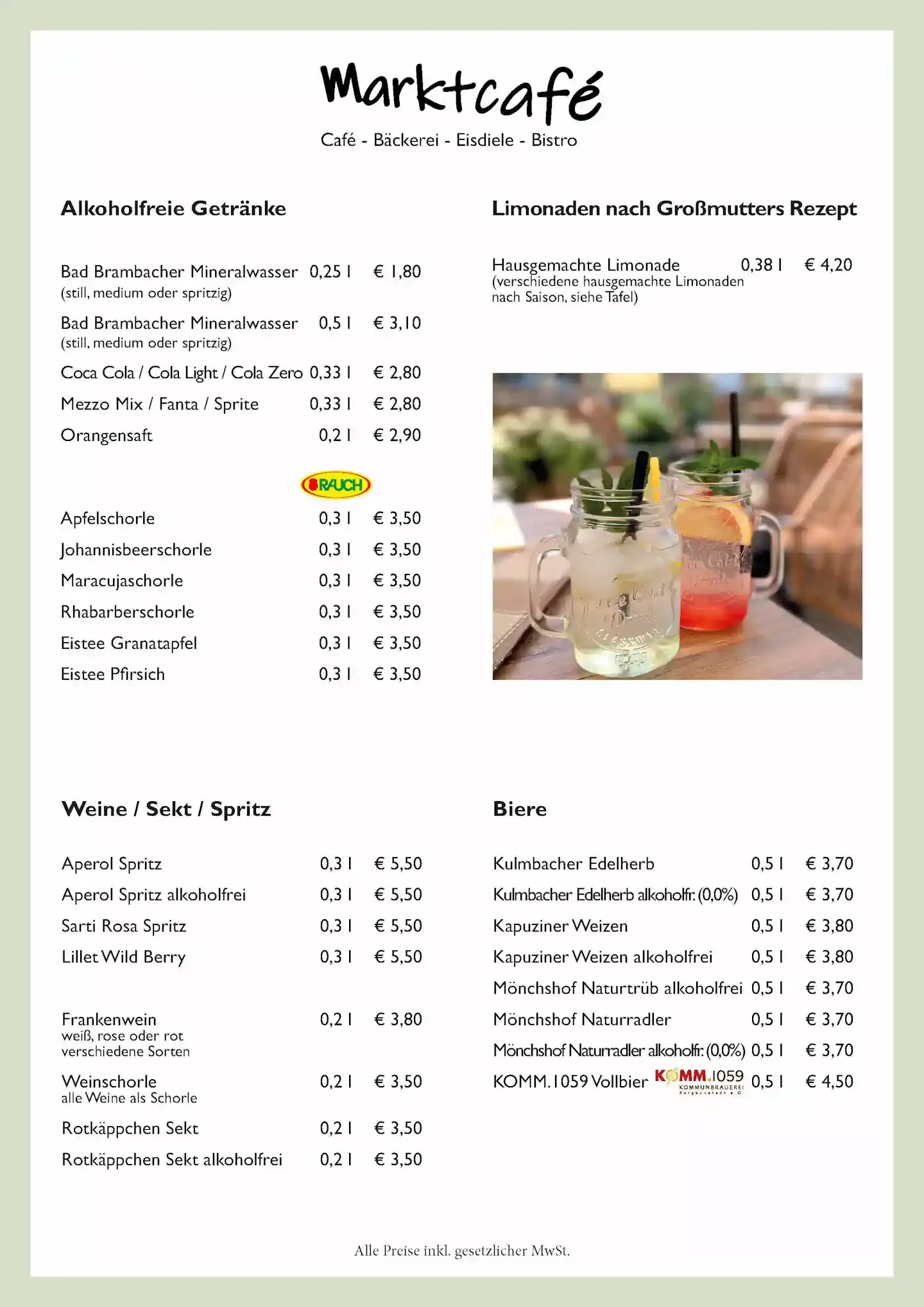 Getränke im Marktcafé