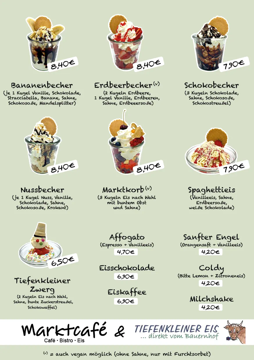 neue Eiskarte Markcafe' Mainleus