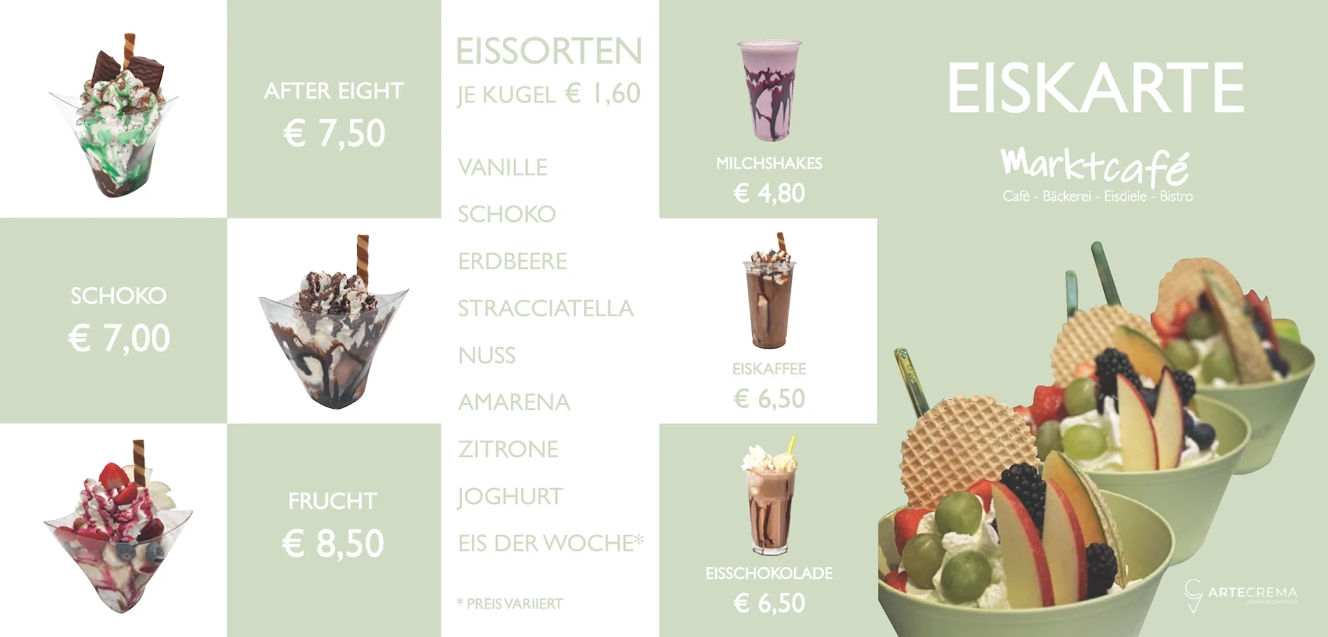 Eiskarte Marktcafé - Seite 1