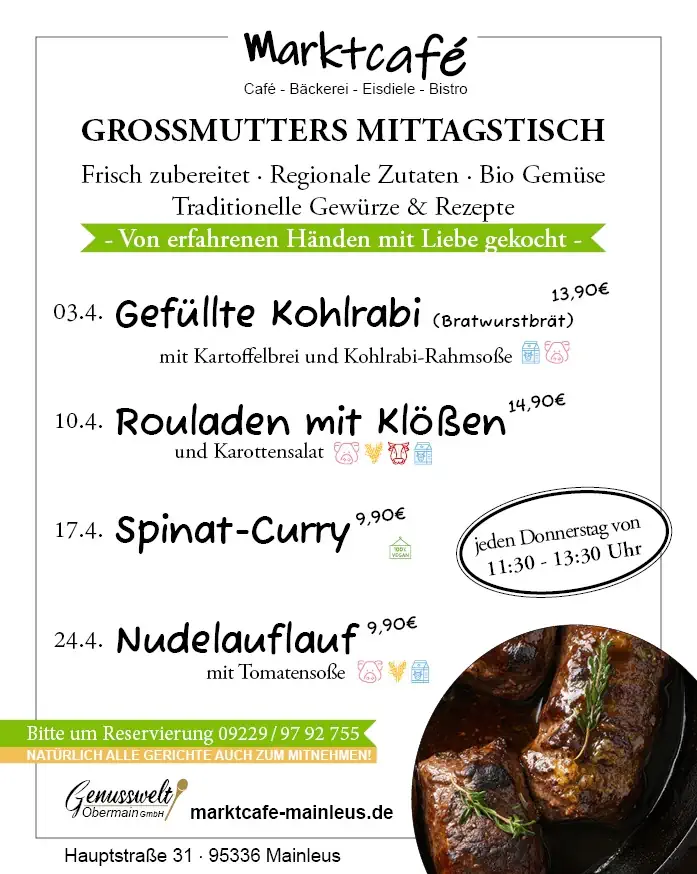 Grossmutters Mittagstischkarte April 2025 Grossmutters Mittagstischkarte April 2025