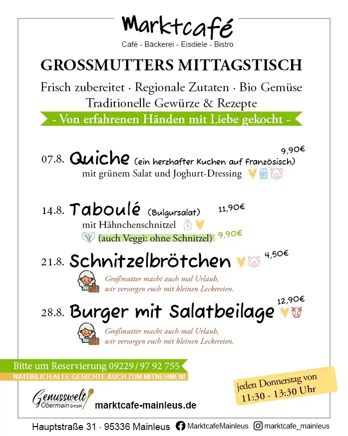 Grossmutters Mittagstisch August 2025